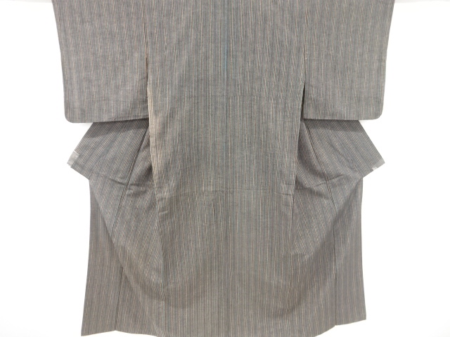 JAPANESE KIMONO / ANTIQUE KIMONO / SILK / TSUMUGI / WOVEN STRIPE